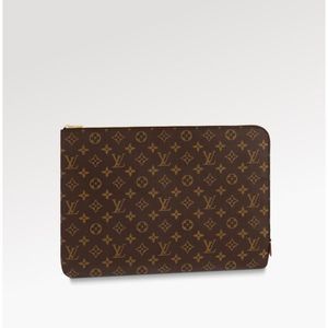 Louis Vuitton Back Clutch Bag Brown Gold Monogram Canvas Leather
